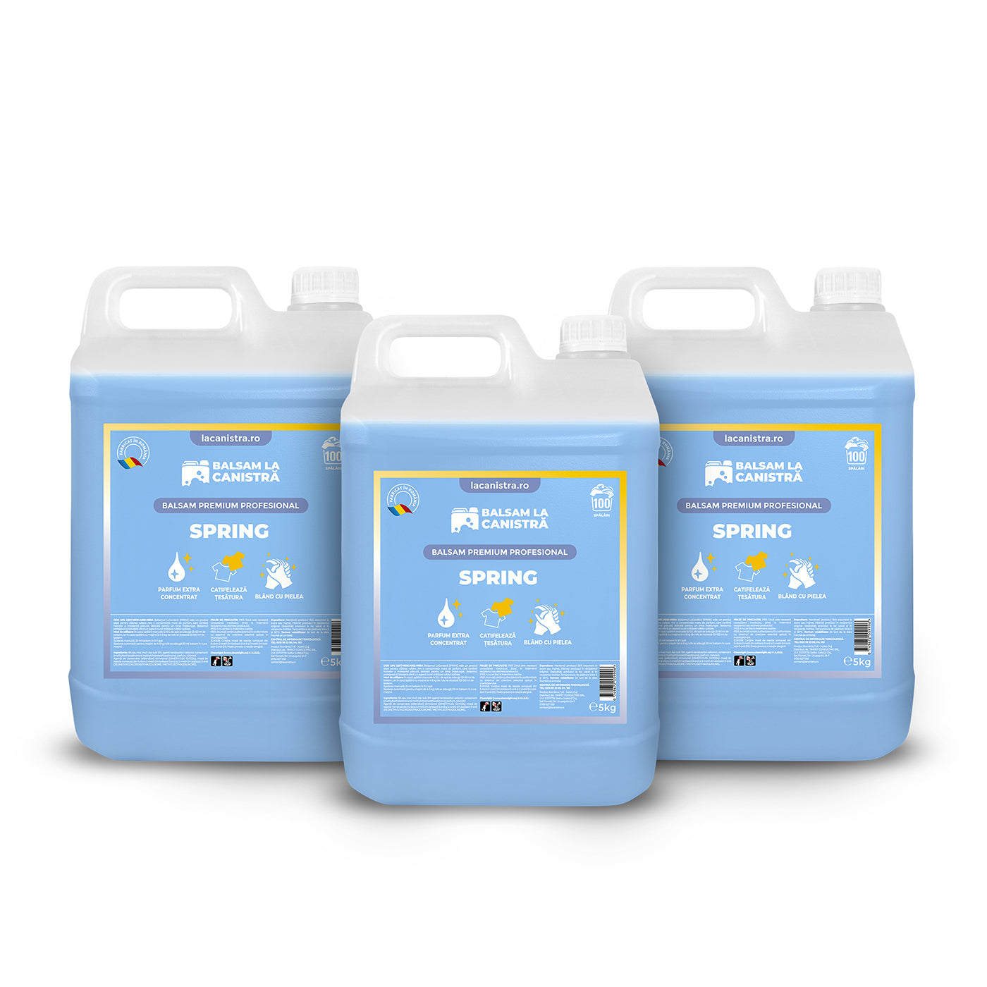 Pachet Balsam - 3 x 5 L Balsam Spring Premium Parfumat + 500 ml detergent vase cadou