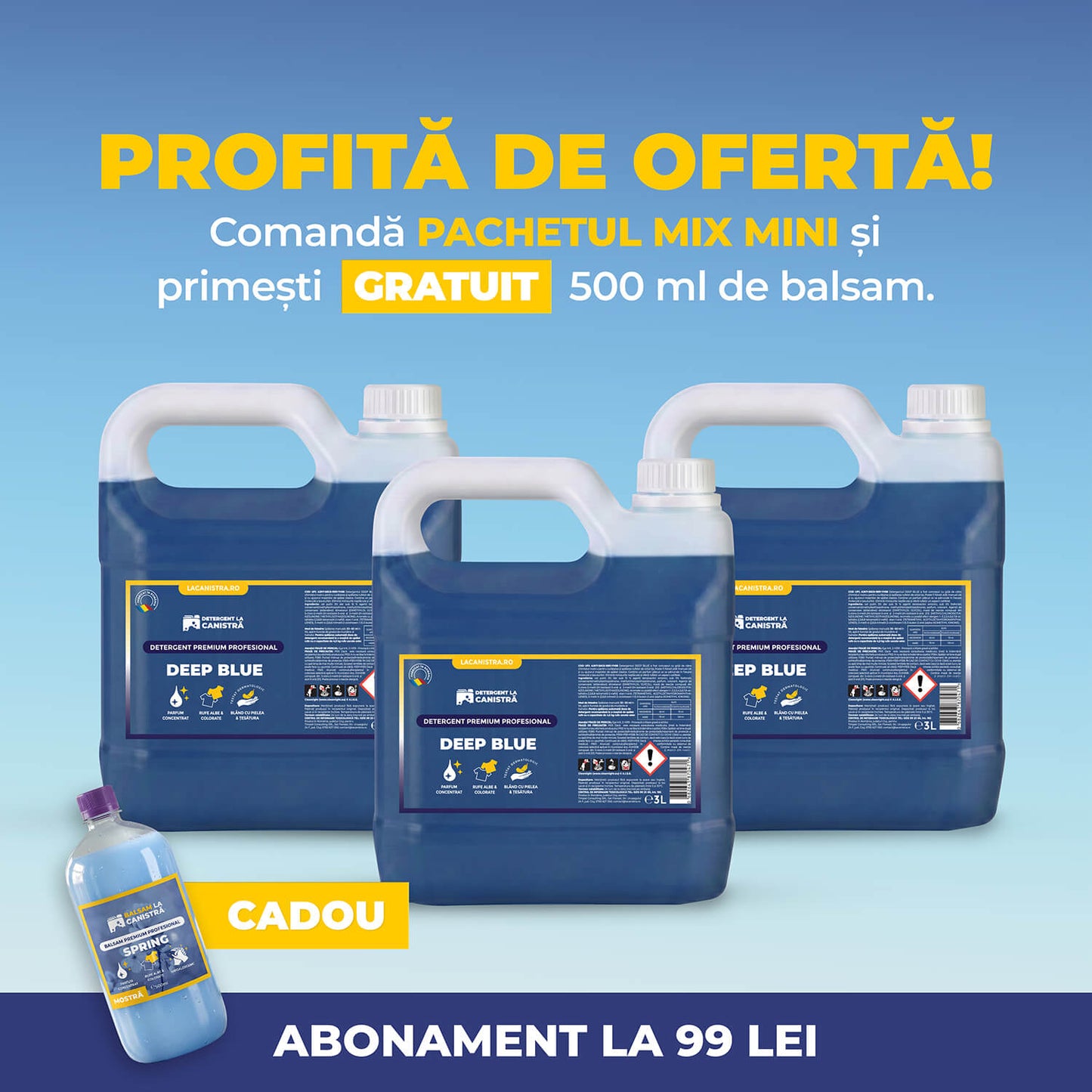 Pachet Detergent MIX Mini - 3x3L + Balsam Cadou