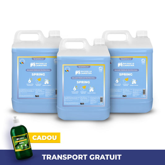 Pachet balsam 3x5L balsam spring premium parfumat 500 ml detergent vase cadou La Canistra