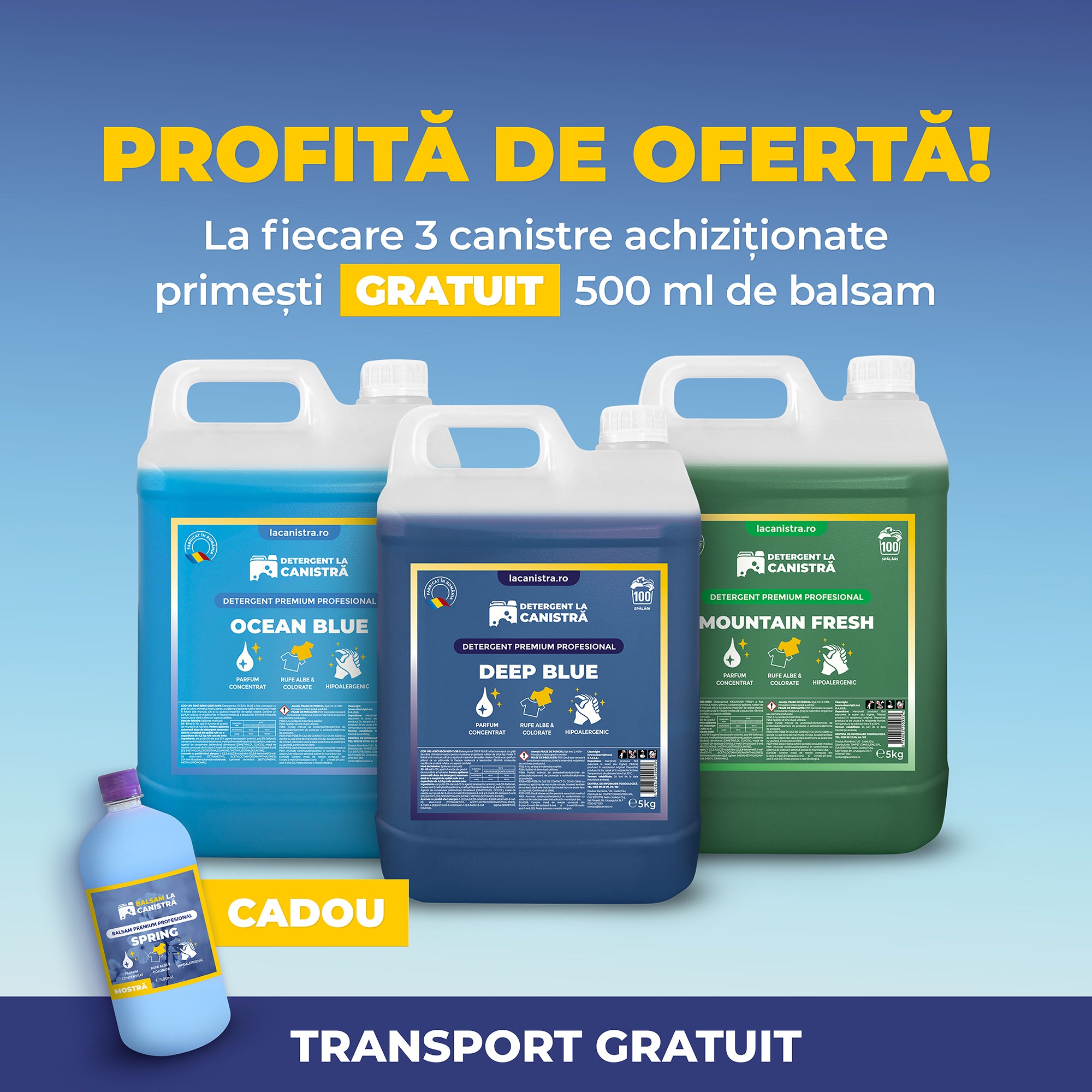Pachet Detergent MIX - 3x5L + Balsam CADOU 500 ml