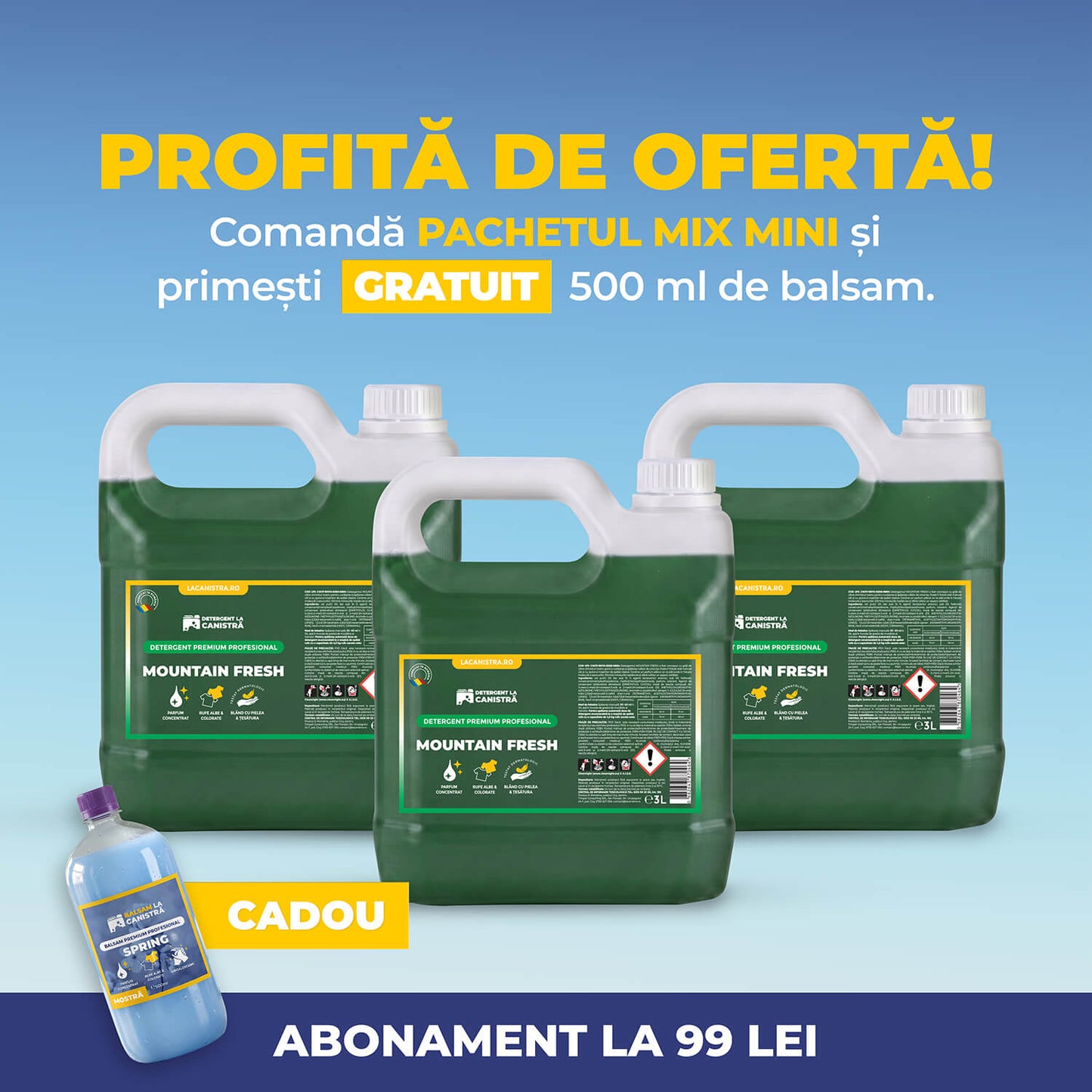 Pachet Detergent MIX Mini - 3x3L + Balsam Cadou