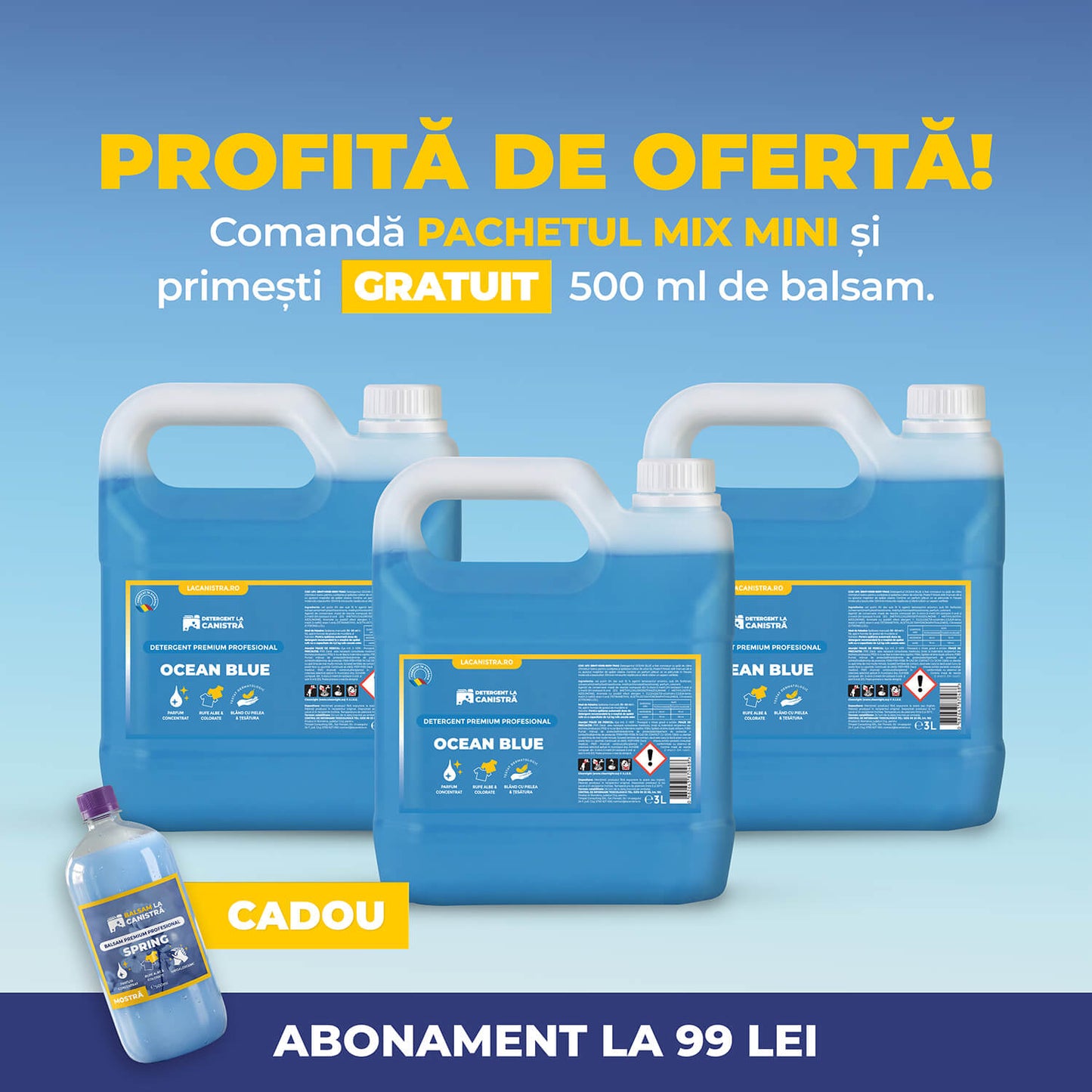 Pachet Detergent MIX Mini - 3x3L + Balsam Cadou