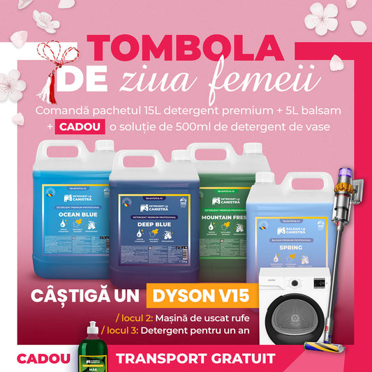Pachet Family - Detergent 3x5L + Balsam 5L + 500 ml Detergent Vase Cadou