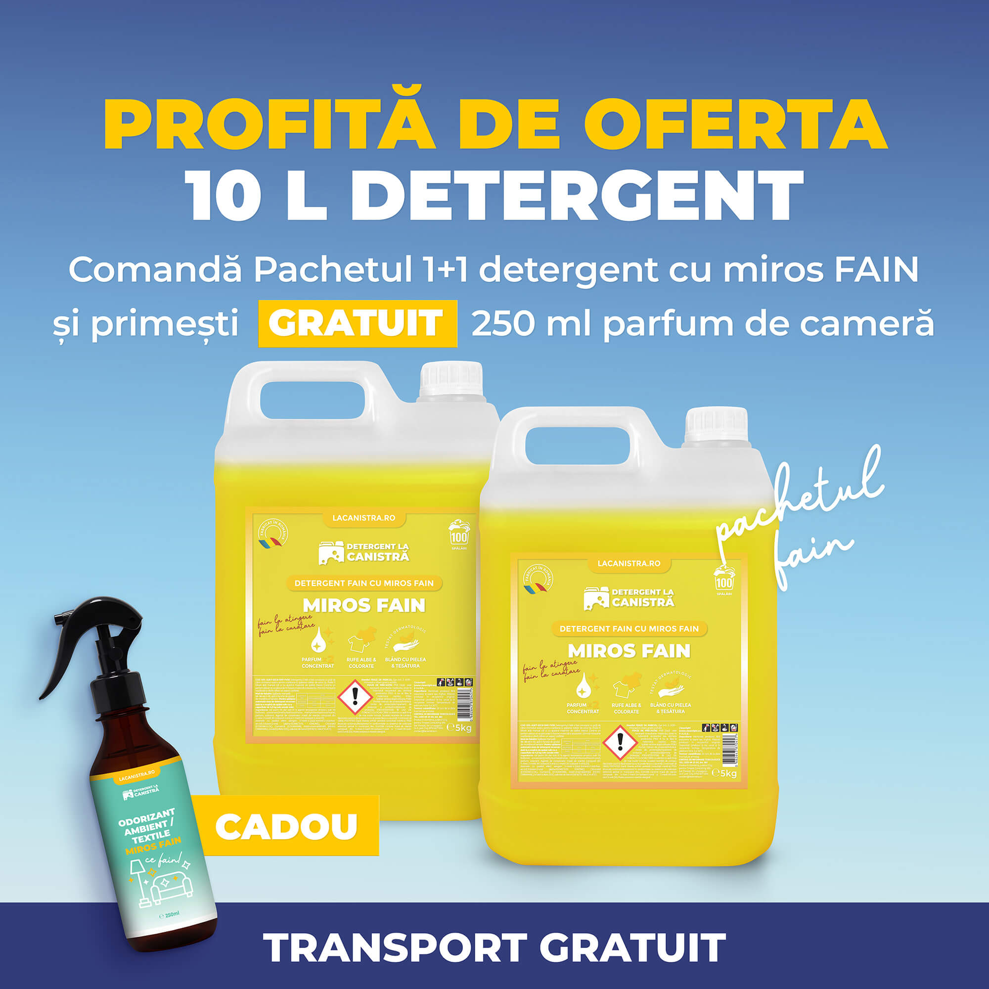 Pachetul FAIN: 2 detergenți și parfum de cameră La Canistra