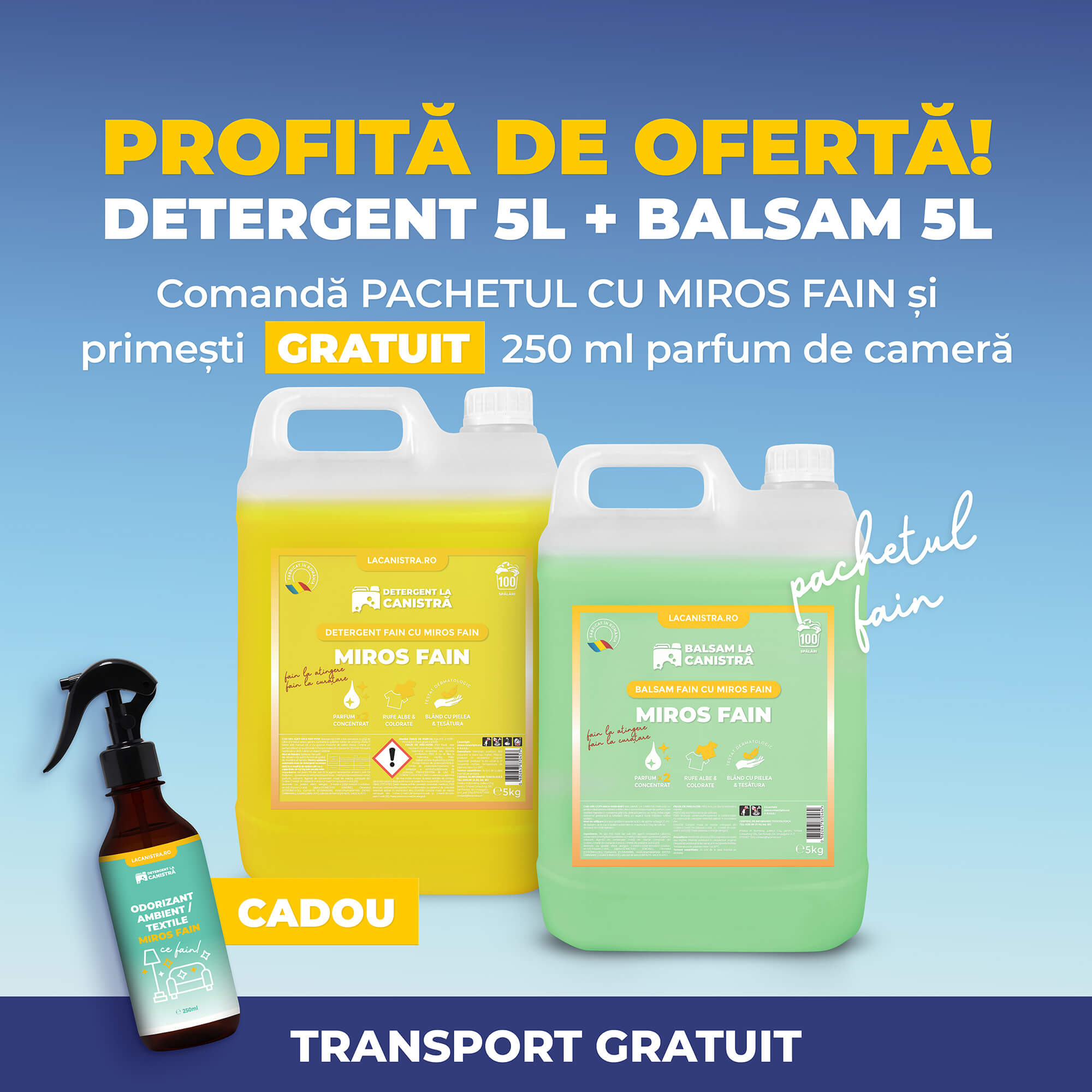 Pachetul FAIN: detergent, balsam și parfum de cameră La Canistra